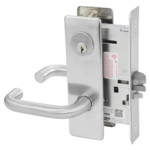 Storeroom or Closet Mortise Lock, LS Lever, M Escutcheon, Satin Chrome